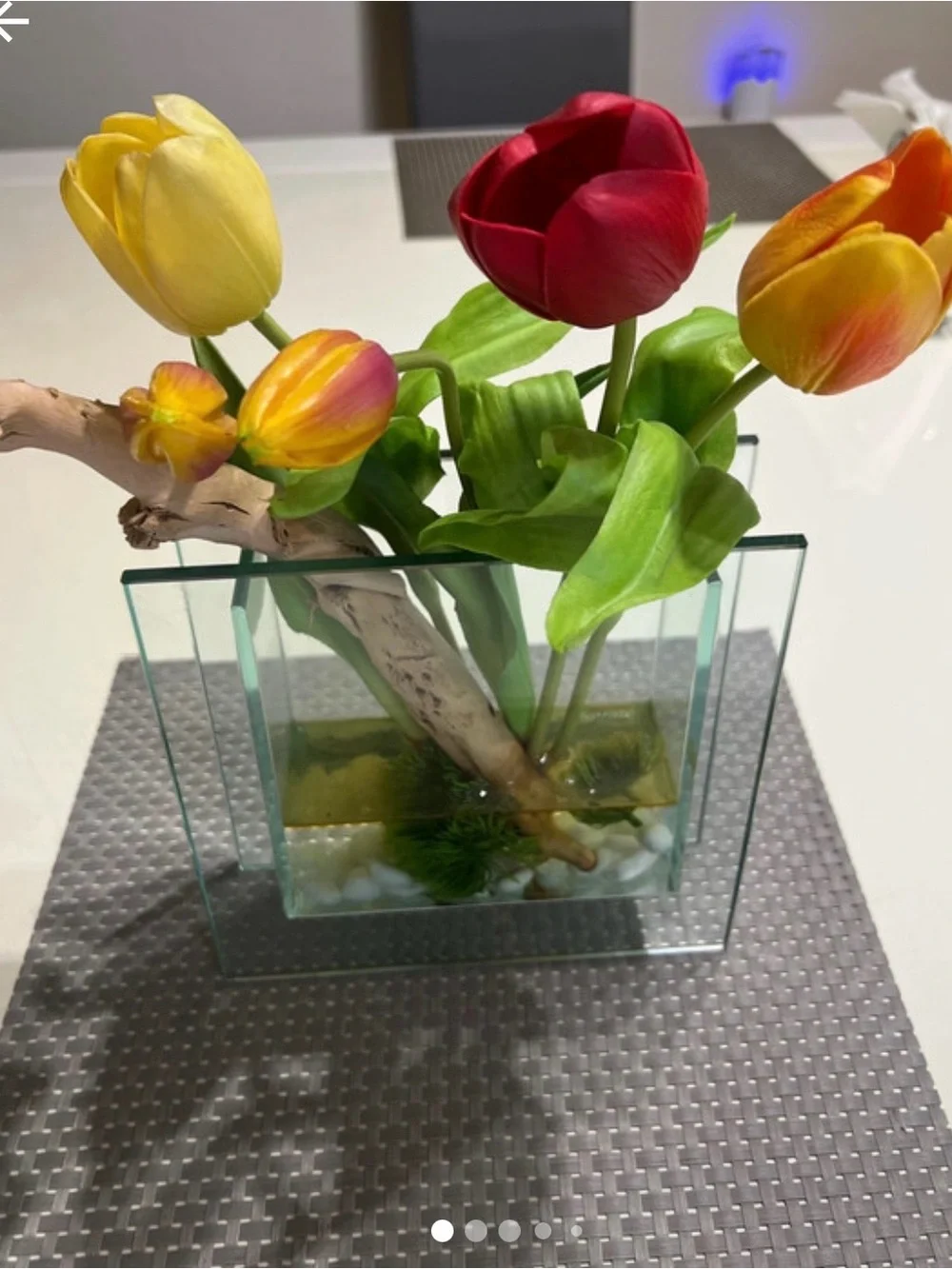Artificial Tulip Floral Arrangement in Red, Yellow and Orange